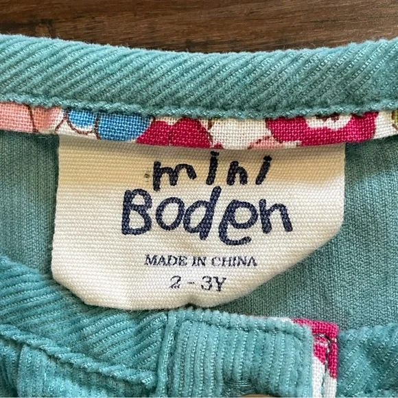 Mini Boden Teal Corduroy Cap Sleeve Dress - Picture 9 of 10